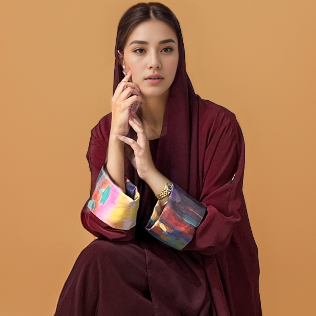 Touch of Art Abaya - Maroon