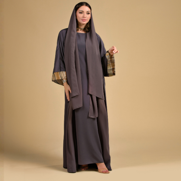 Touch of Art Abaya - Charcoal