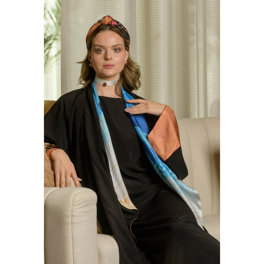Whispers of Love - Draped Trim Art Abaya