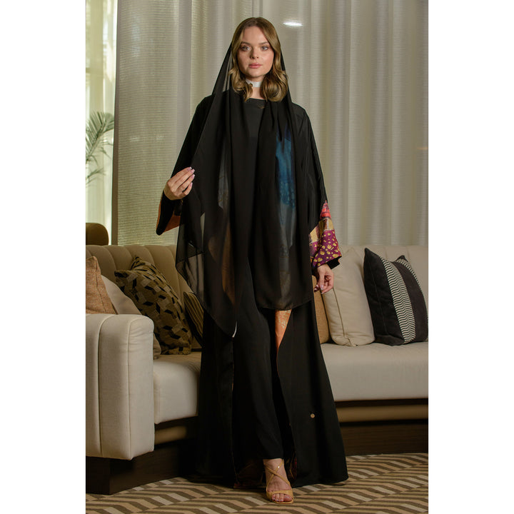 Whispers of Love - Draped Trim Art Abaya