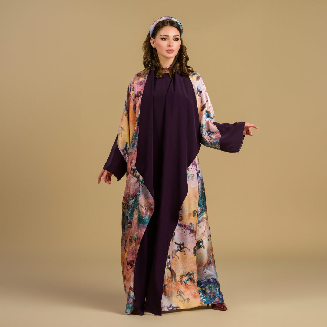 Horses & Night -  Draped - Full Art Abaya