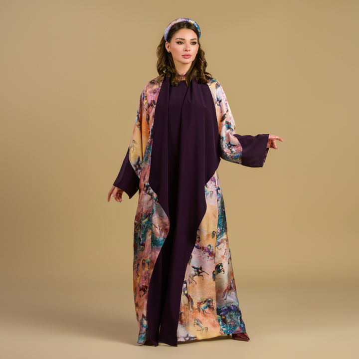 Horses & Night -  Draped - Full Art Abaya