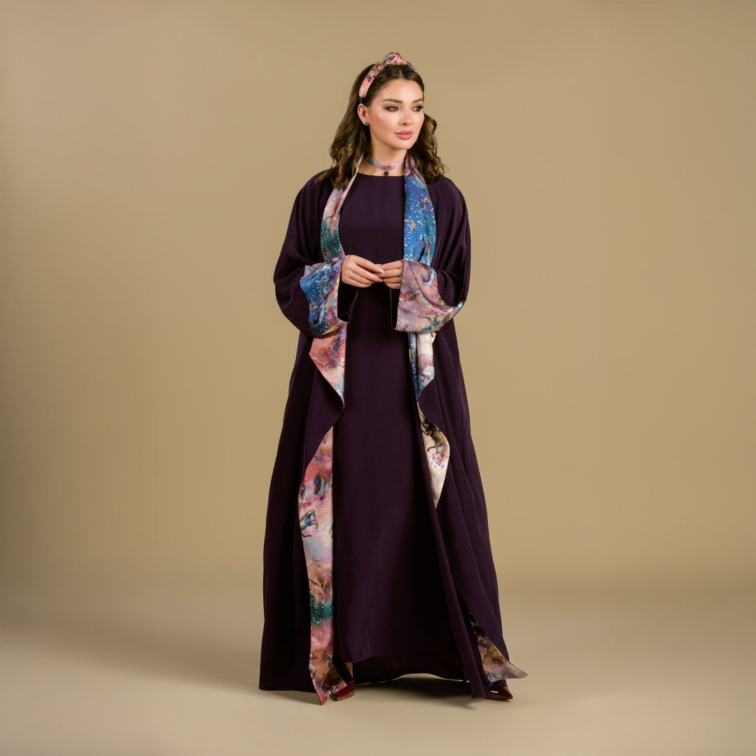 Horses & Night -  Draped - Trim Art Abaya