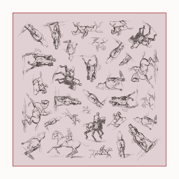 Studies of A Horse and Rider - Square Scarf